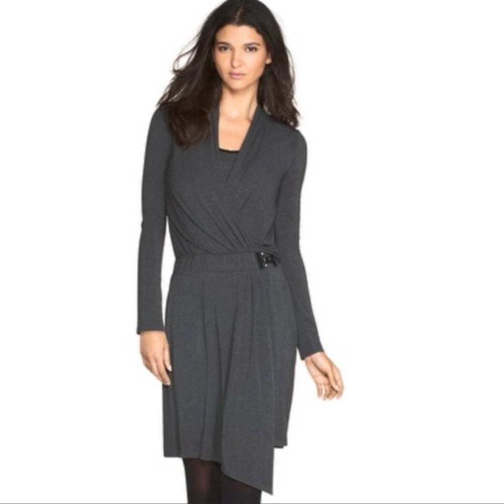 WHBM Faux Wrap Long Sleeve Drese
